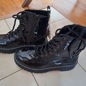 Sincerely Jules Glossy Black Combat Boots